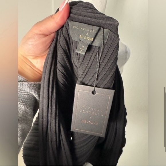 Michael Costello X Revolve Knit Ribbed off Shoulder Top in Black/ Size Medium - Picture 7 of 8